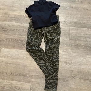 Zebra print denim jeans